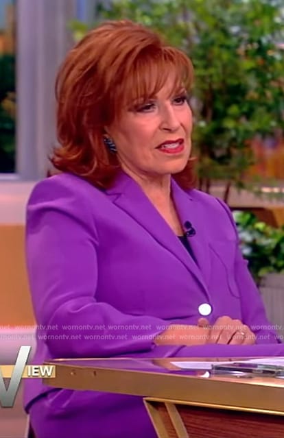 Joy’s purple blazer and pants on The View