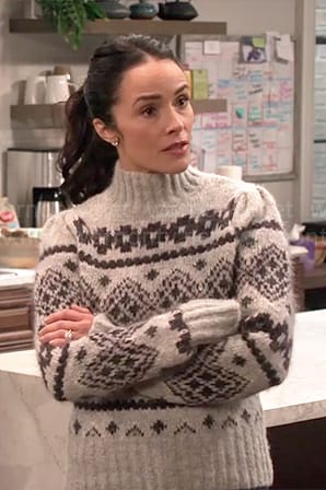 Julia's grey fair isle sweater on Extended Family