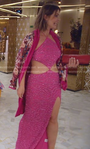 Julia's pink embellished cutout dress on The Real Housewives of Miami