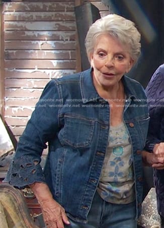 Julie's floral cutout cuff denim jacket on Days of our Lives