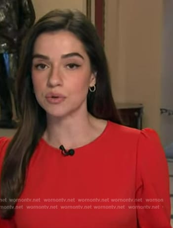 Julie’s red long sleeve midi dress on NBC News Daily