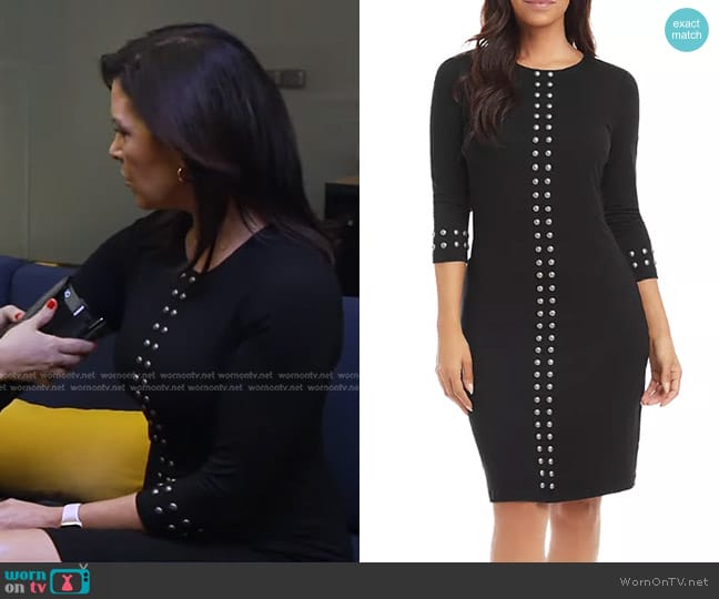 Karen Kane Studded Sheath Dress worn by Meg Oliver on CBS Evening News