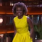 Karine Jean-Pierre’s yellow belted dress on The Kelly Clarkson Show