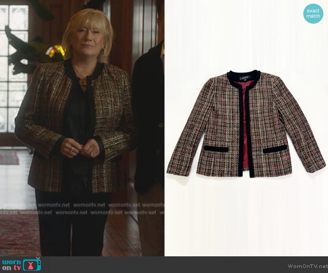 Kasper Metallic Tweed Jacket worn by Jayne Atkinson (Jayne Atkinson) on Death and Other Details