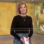 Kate’s black button cuff sweater and blue floral skirt on NBC News Daily