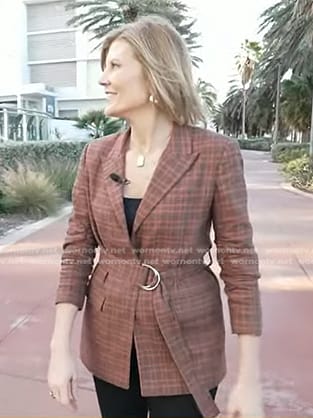 Kate Snow's brown plaid belted blazer on Today