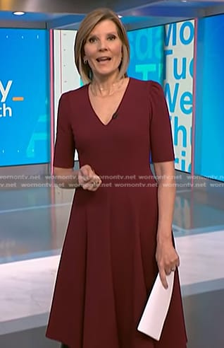 Kate's burgundy v-neck midi dress on NBC News Daily