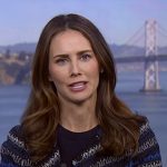 Kate Rooney’s black striped tweed jacket on NBC News Daily