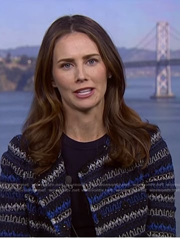 Kate Rooney's black striped tweed jacket on NBC News Daily