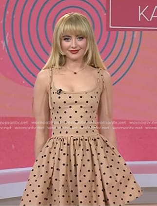 Kathryn Newton’s beige polka dot mini dress on Today