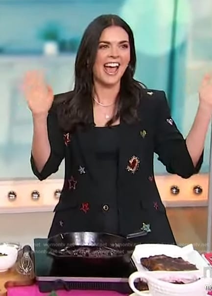 Katie Lee’s black embellished blazer on Sherri