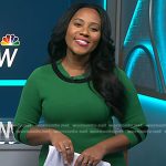 Kay Angrum’s green stripe trim knit dress on NBC News Daily