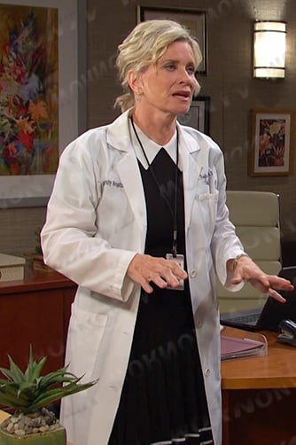Kayla's black contrast collar mini dress on Days of our Lives