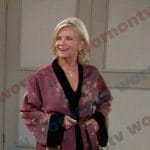 Kayla’s velvet trim floral robe on Days of our Lives