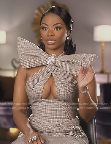 Keiarna's confessional bow top and skirt on The Real Housewives of Potomac