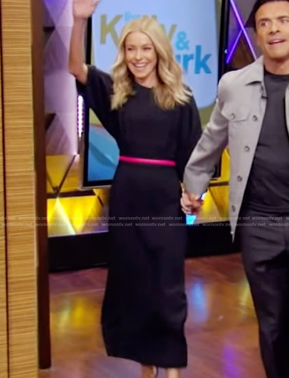 Kelly's black midi dress on Live with Kelly and Ryan