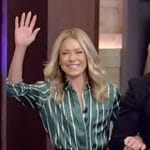 Kelly’s green stripe blouse on Live with Kelly and Mark