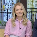 Kelly pink pleated blouse on Live with Kelly and Mark