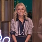 Kelly’s printed blouse and skirt on Live with Kelly and Mark