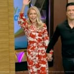 Kelly’s red abstract print dress on Live with Kelly and Mark