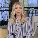 Kelly’s stripe tie neck blouse on Live with Kelly and Mark