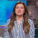 Kelly’s blue stripe shirt on The Kelly Clarkson Show