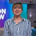 Kelly’s blue stripe shirt on The Kelly Clarkson Show