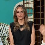 Keltie’s black embellished cutout top and pants on E! News