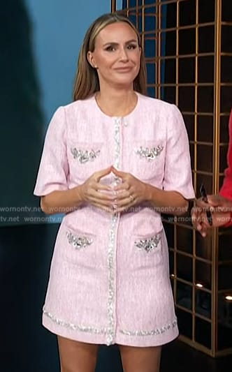 Keltie’s pink embellished mini dress on E! News