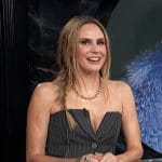 Keltie’s black pinstripe strapless vest on E! News