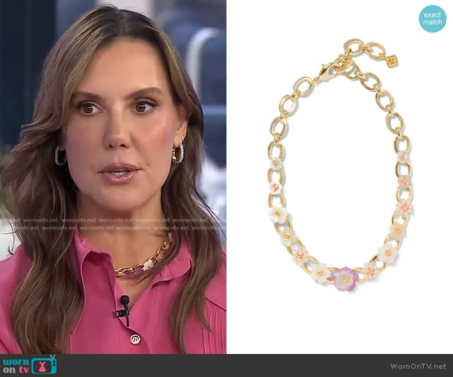 Kendra Scott Deliah Gold Statement Chain Necklace in Pastel Mix worn by Kendra Scott on Today