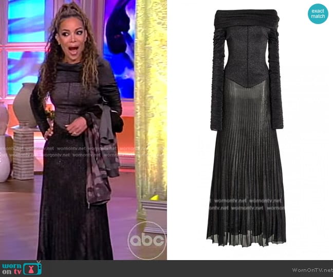 Khaite Rebecca Off-The-Shoulder Maxi Dress worn by Sunny Hostin on The View