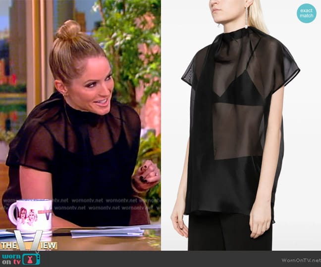 Khaite Sheer silk blouse worn by Sara Haines on The View