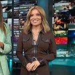 Kit’s brown rip front dress on Access Hollywood