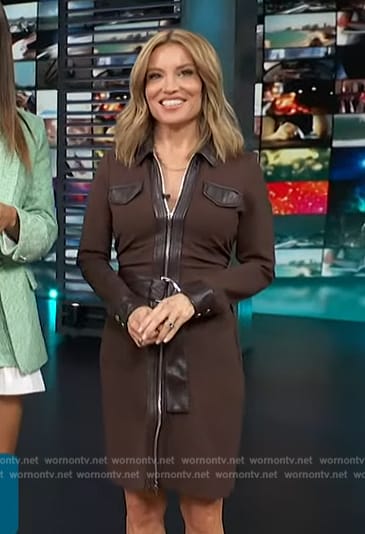 Kit's brown rip front dress on Access Hollywood