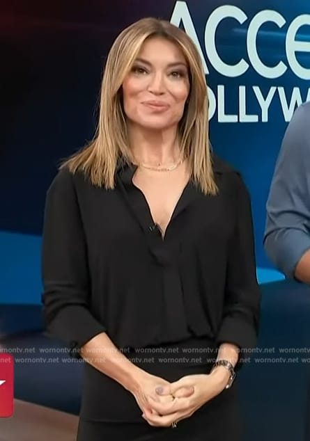 Kit's black asymmetric dress on Access Hollywood