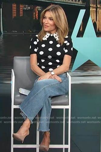 Kit’s polka dot print top on Access Hollywood