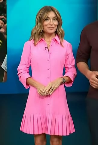 Kit’s pink pleated hem mini dress on Access Hollywood