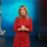 Kit’s red drape front dress on Access Hollywood