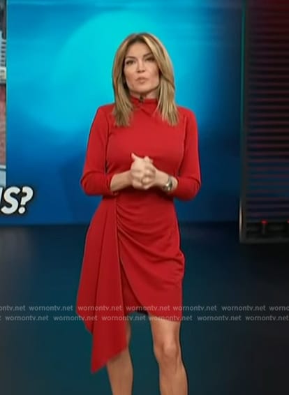 Kit's red drape front dress on Access Hollywood