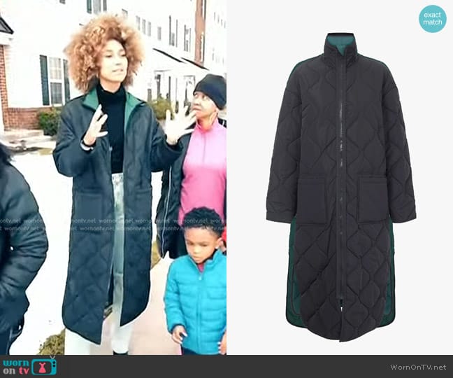 Kristy Quilted Longline Reversible Coat worn by Ally Love on Today