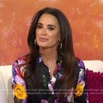 Kyle Richards’s black floral shirt on Today