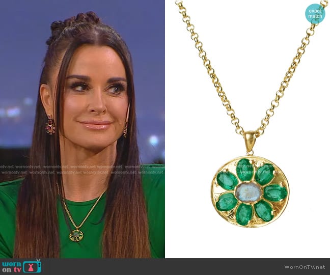 La Muse Green Oasis Pendant worn by Kyle Richards on The Real Housewives of Beverly Hills