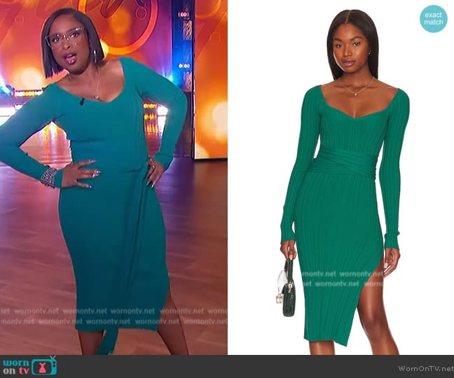 L'Academie Pabla V Neck Midi Dress worn by Jennifer Hudson on The Jennifer Hudson Show