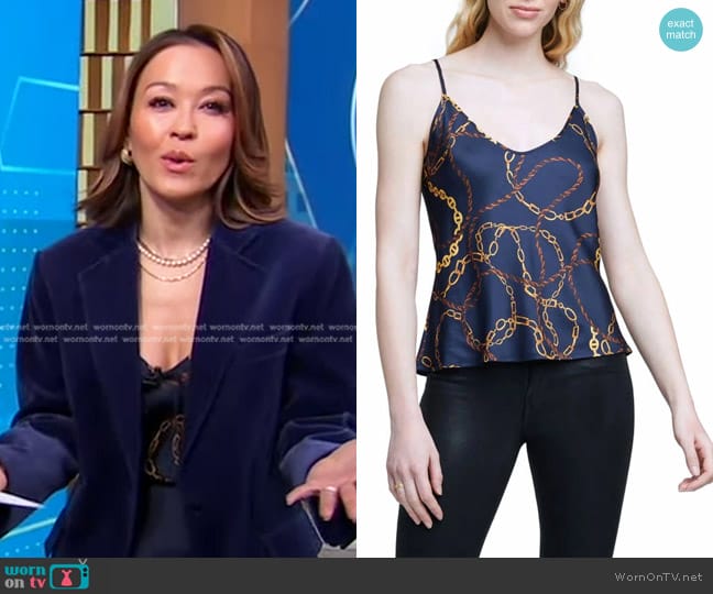 L'Agence Lexi Camisole in Navy worn by Eva Pilgrim on Good Morning America