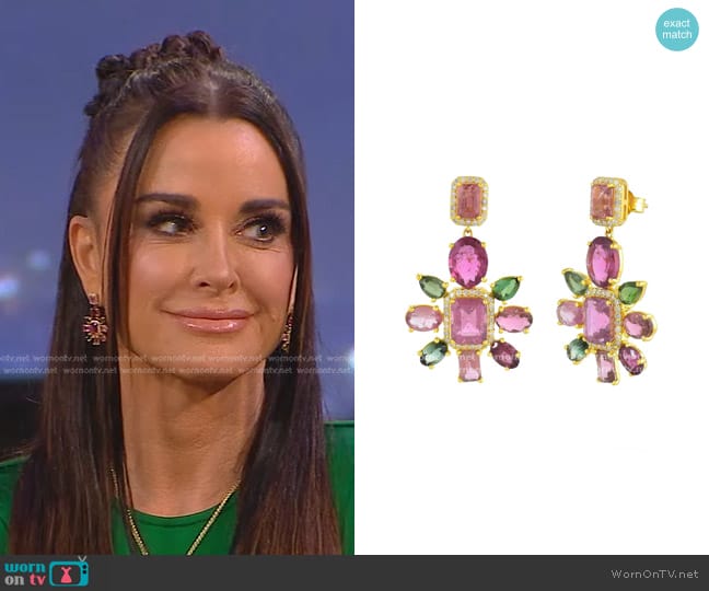 La Muse Jaipur Petal Earrings worn by Kyle Richards on The Real Housewives of Beverly Hills