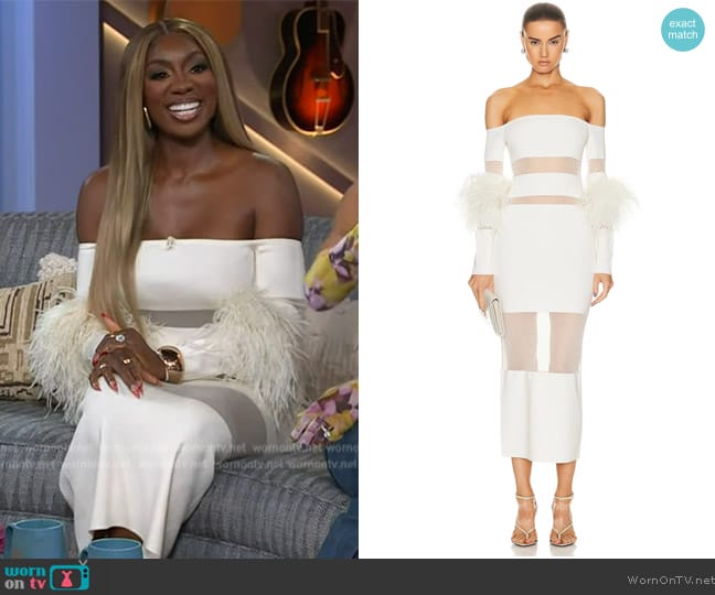 Lapointe Sheer Cotton Viscose Intarsia Dress worn by Wendy Osefo on The Kelly Clarkson Show