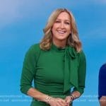 Lara’s green tie neck sheath dress on Good Morning America