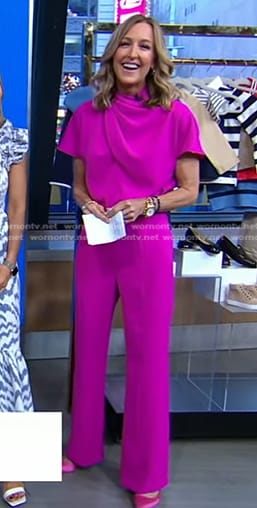 Lara’s pink short sleeve jumpsuit on Good Morning America