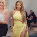 Larsa’s yellow lace-up detail dress on The Real Housewives of Miami